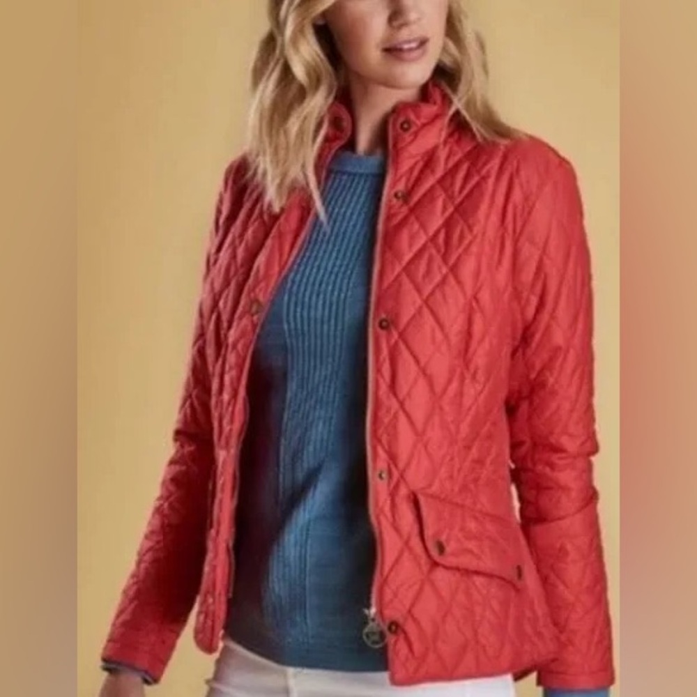 Barbour Red Quilted Utility Jacket for Women - US 8